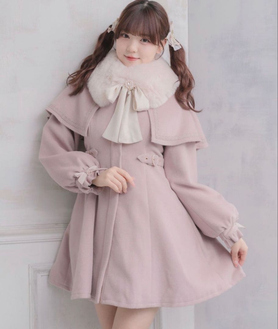 ROJITA マルチWAYケープファーカラーコート ピンク