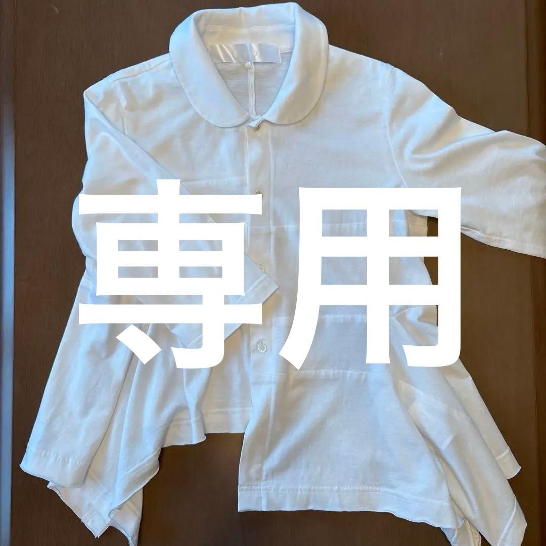 TAO ホワイト 7分袖 ポロシャツ裾変形デザイン