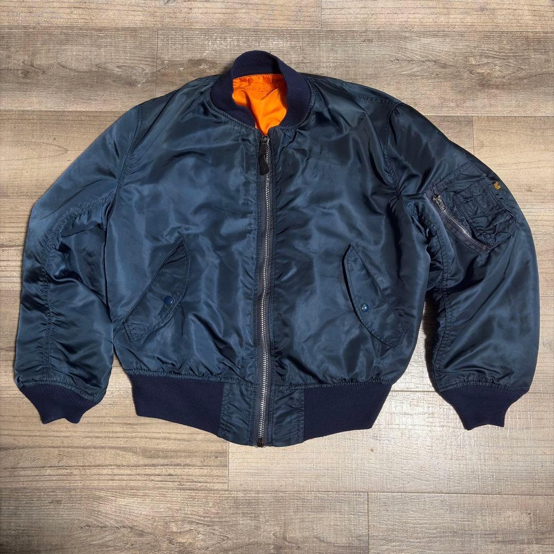 「ふぁいあー」90s アルファインダストリーズ MA-1 ネイビーUSA製