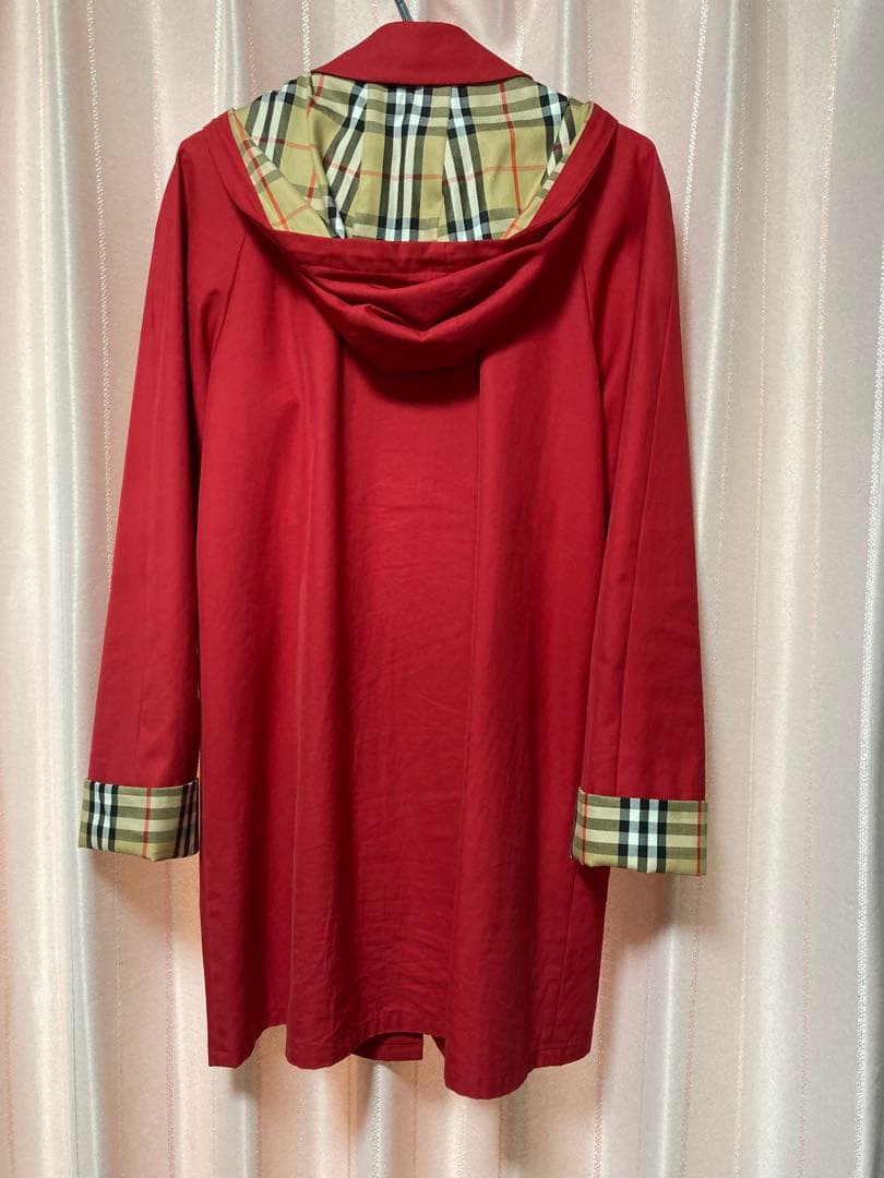 バーバリーロンドン ステンカラーコート サイズ40 レッド フード付き