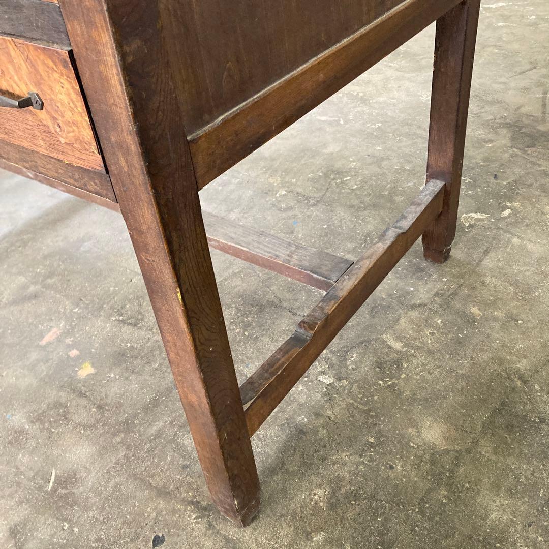 あ*ぃ様 ※引き出し1箇所無し 古い書斎机 瘤木 こぶ化粧 モダン アンティーク