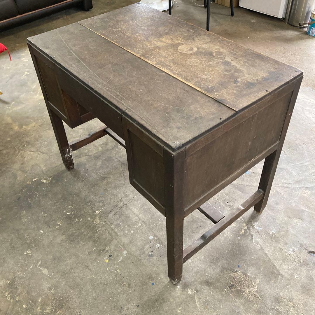 あ*ぃ様 ※引き出し1箇所無し 古い書斎机 瘤木 こぶ化粧 モダン アンティーク