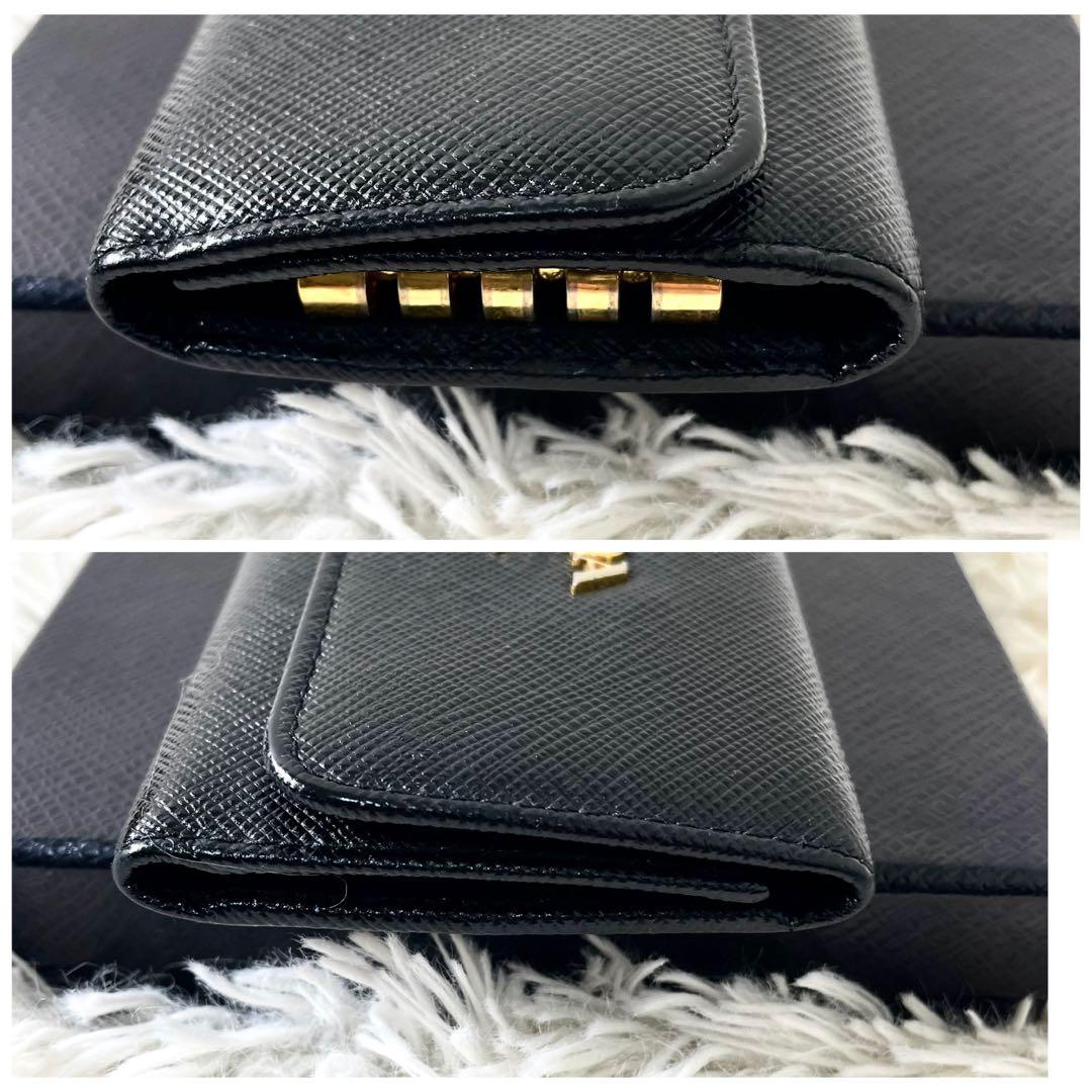 プラダ　PRADA 4連キーケース　キーリング　サフィアーノ　ブラック　レザー