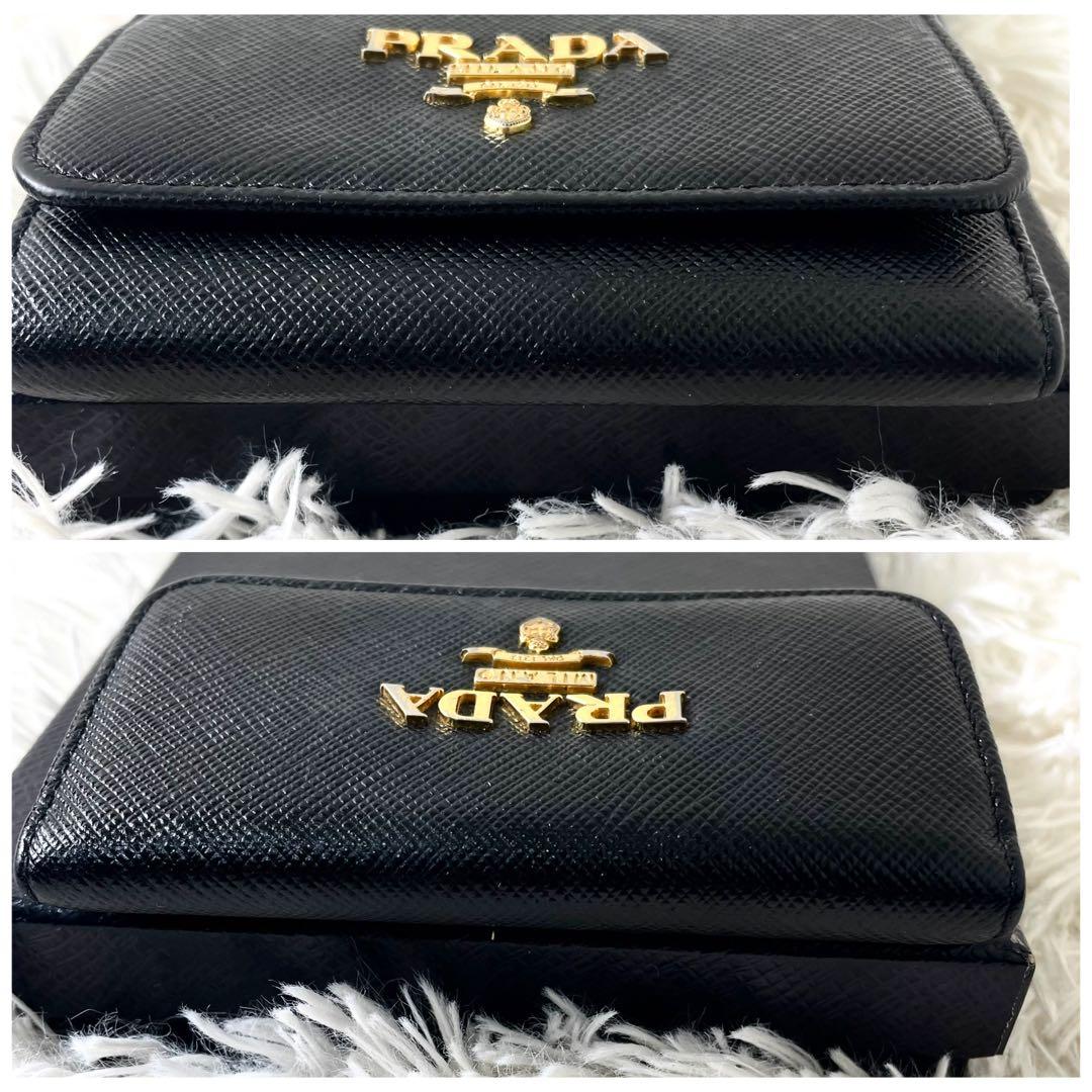 プラダ　PRADA 4連キーケース　キーリング　サフィアーノ　ブラック　レザー