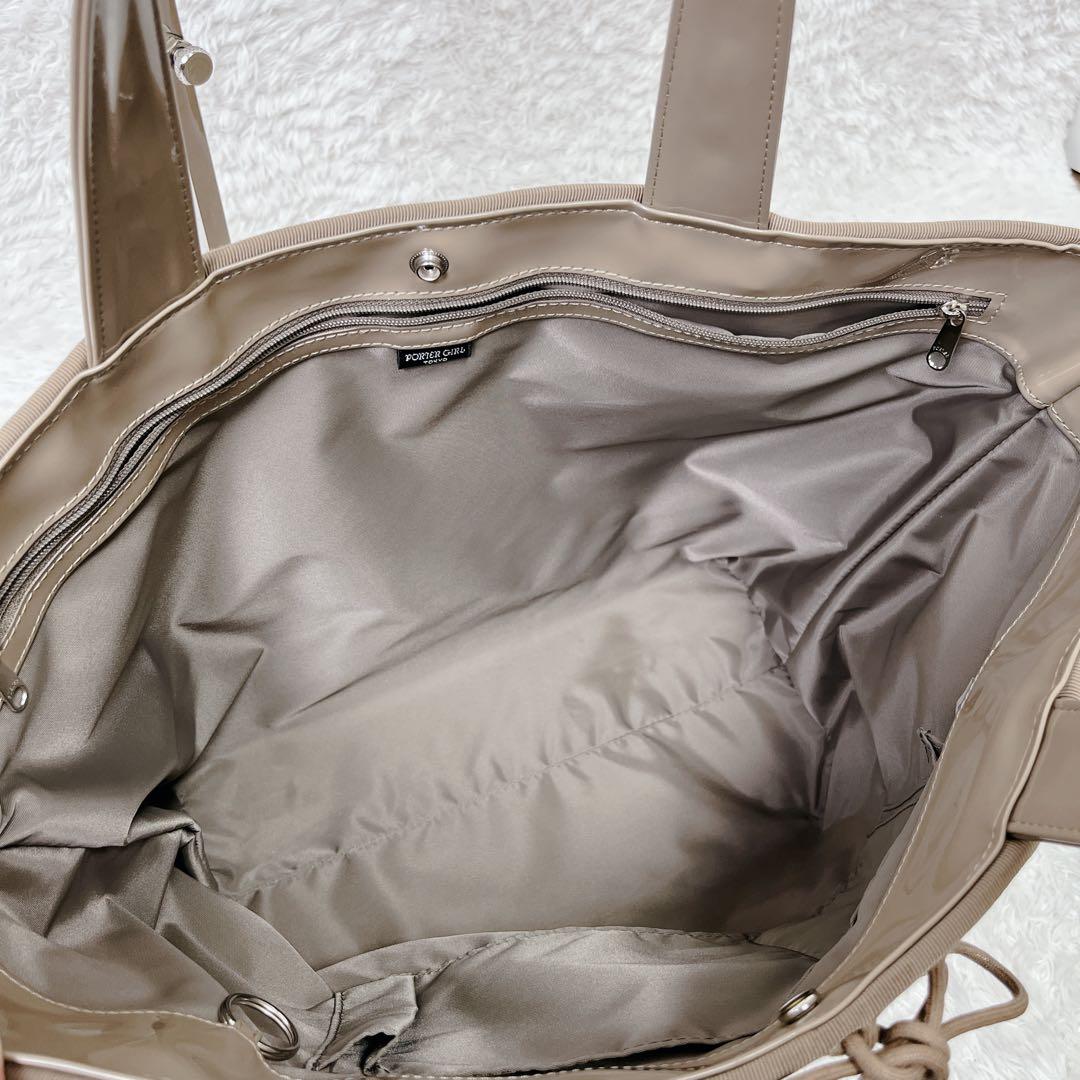 PORTER ポーターガール　エナメル　トートバッグ　底鋲　自立