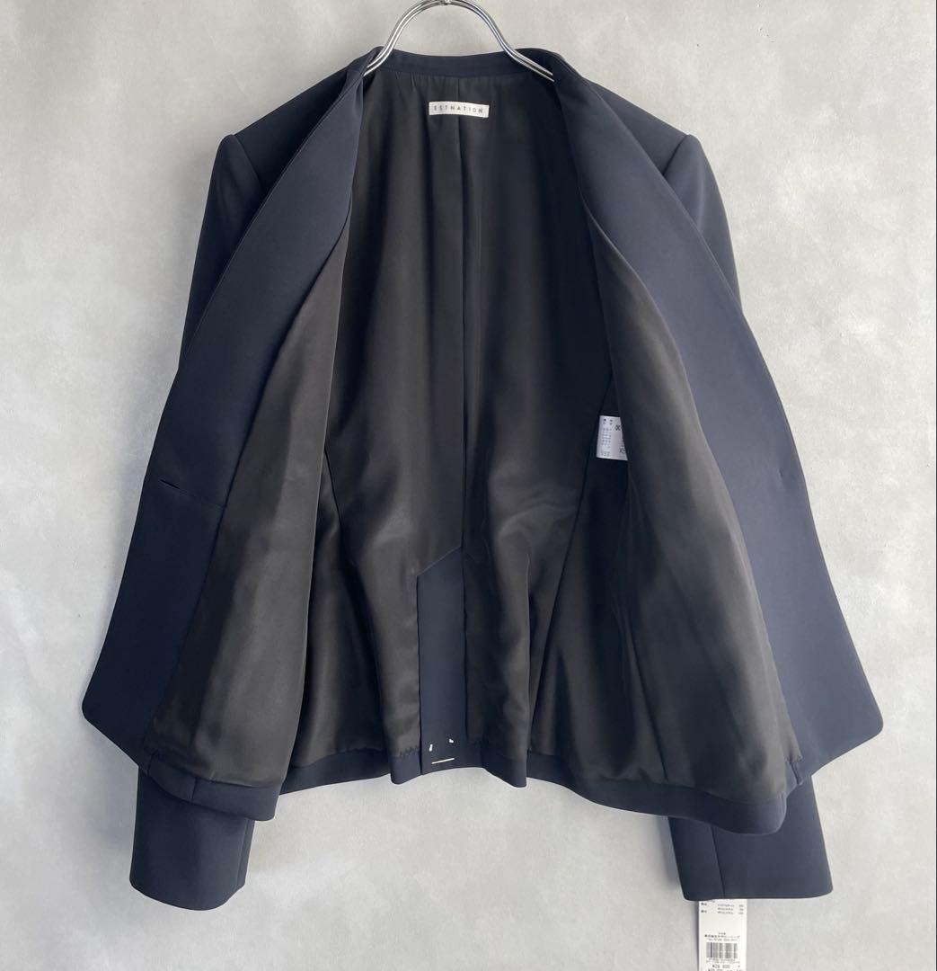 極美品✨エストネーション　22AW ダブルクロスノーカラージャケット　36 紺