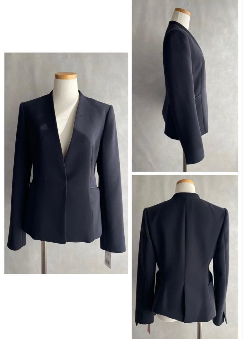 極美品✨エストネーション　22AW ダブルクロスノーカラージャケット　36 紺