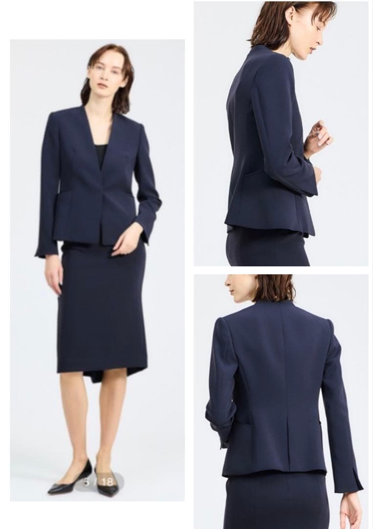 極美品✨エストネーション　22AW ダブルクロスノーカラージャケット　36 紺