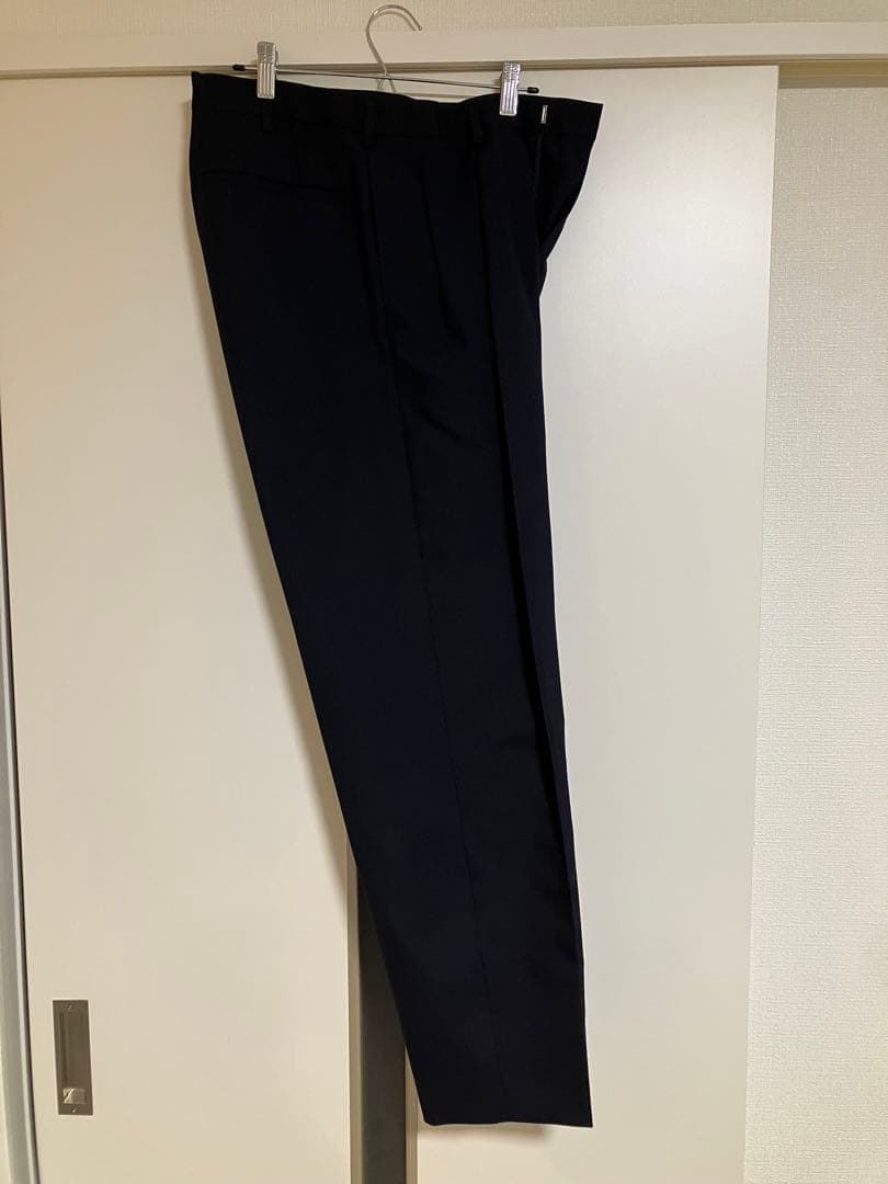 h*o様 heugn geore ネイビー プリーツ入り スラックス