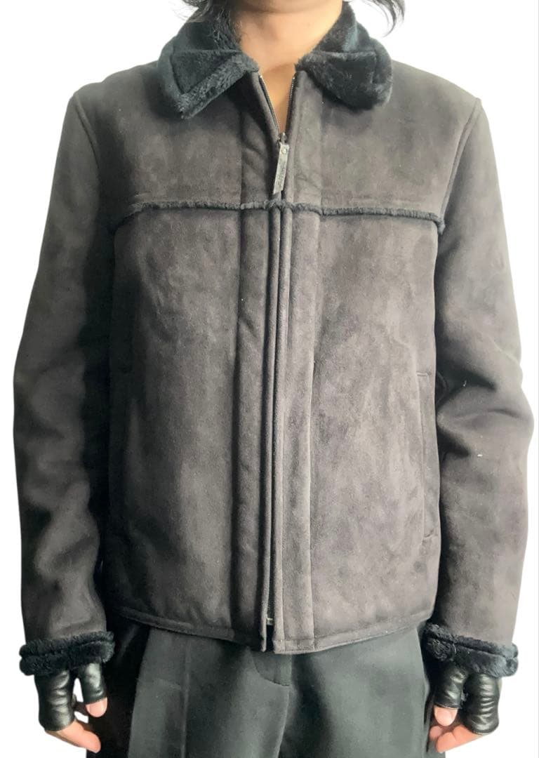 ジャケット・アウター black color mouton short jacket