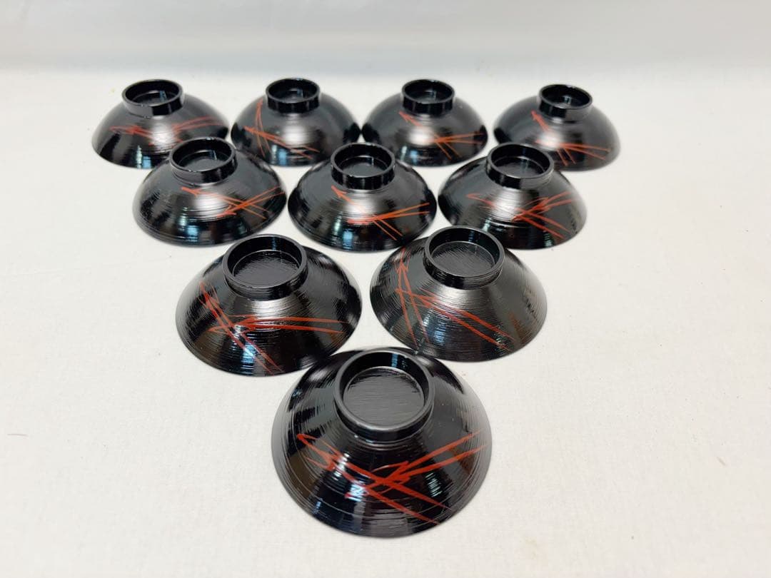 未使用 懐石道具 千筋黒塗 松葉蒔絵 箸洗い 十客揃え 会席料理 小吸物椀 元箱