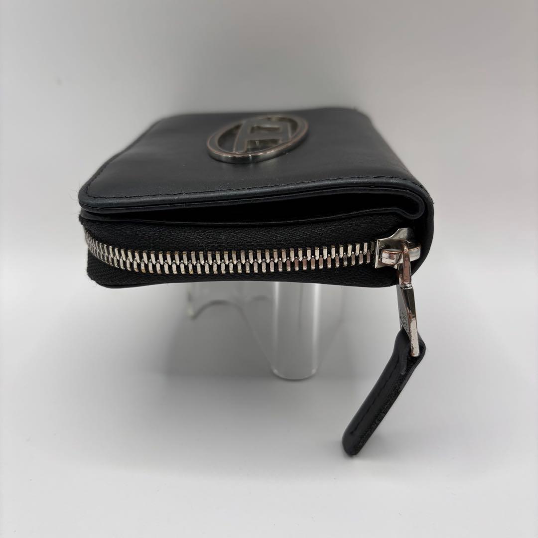 DIESEL 二つ折り財布　1dr ロゴ　ラウンドジップ　ブラック　デカロゴ