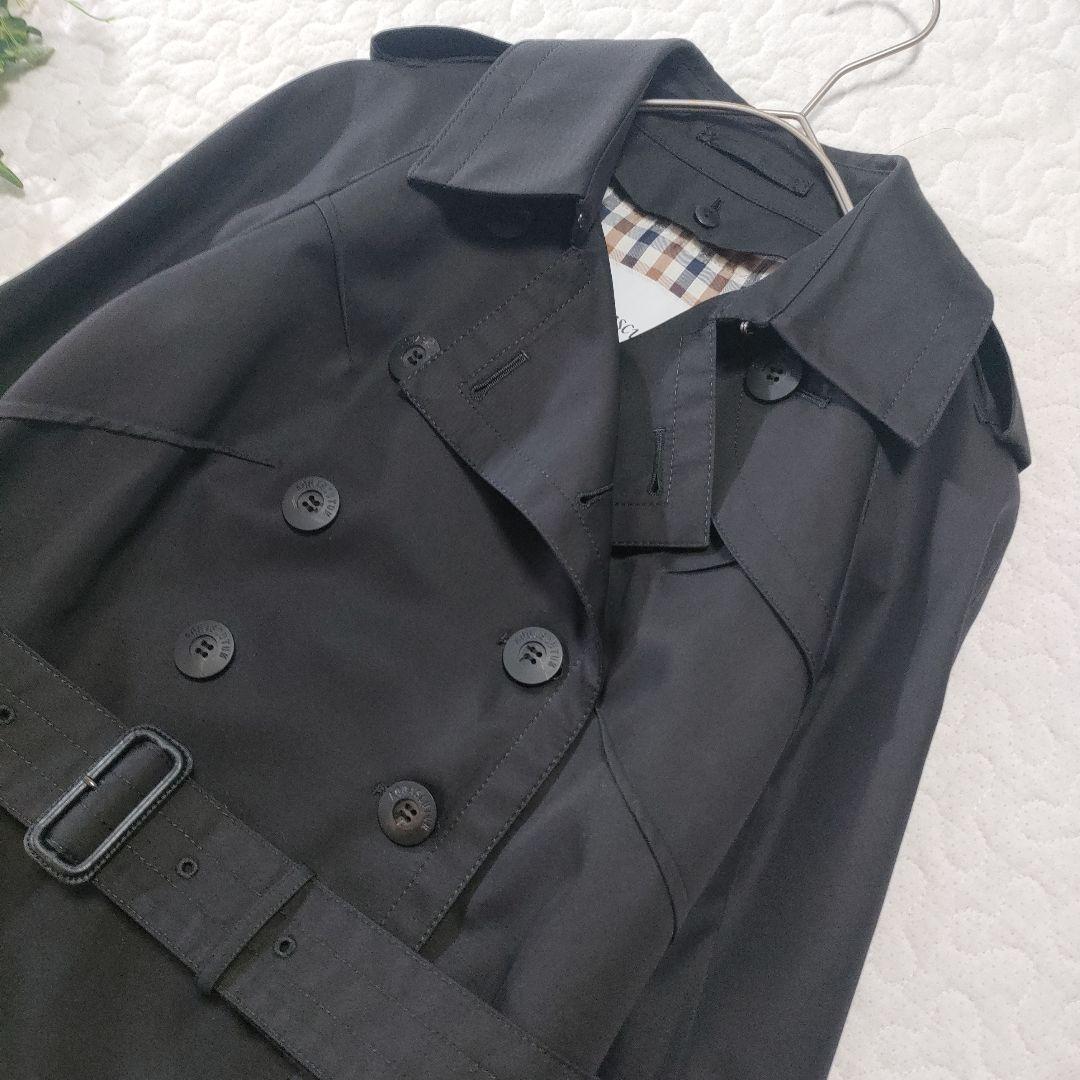 美品✨アクアスキュータム　ウールライナー付きトレンチコート　黒　サイズ4