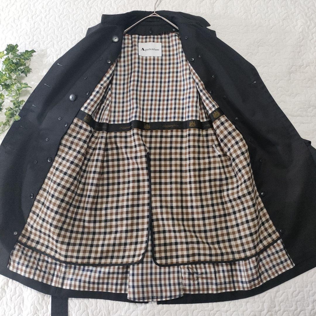 美品✨アクアスキュータム　ウールライナー付きトレンチコート　黒　サイズ4