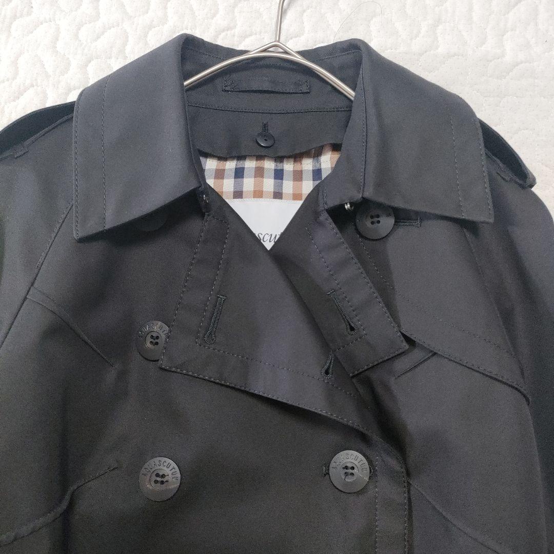 美品✨アクアスキュータム　ウールライナー付きトレンチコート　黒　サイズ4