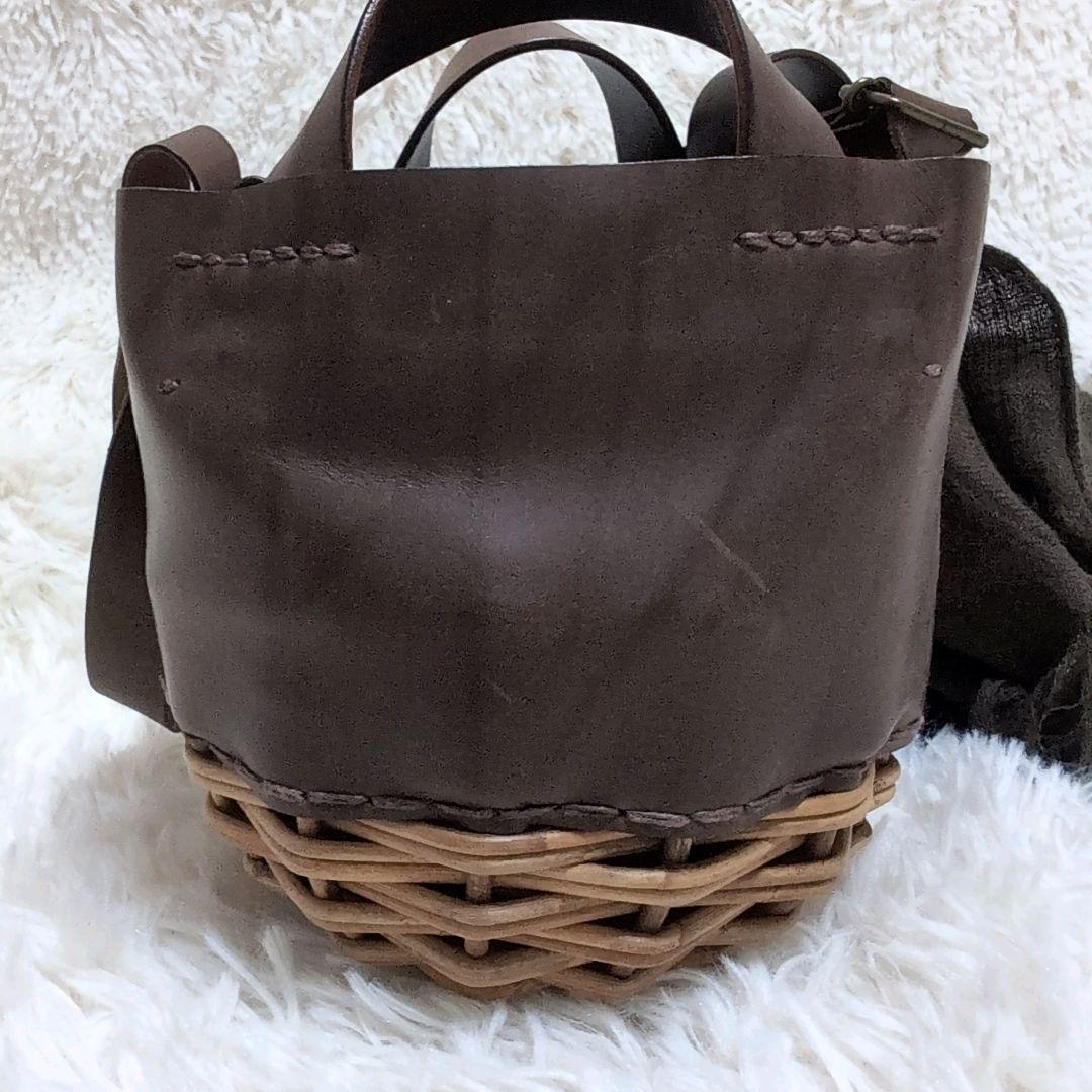 エバゴス ミニどんぐり オイルショルダー カゴ レザー ブラウン