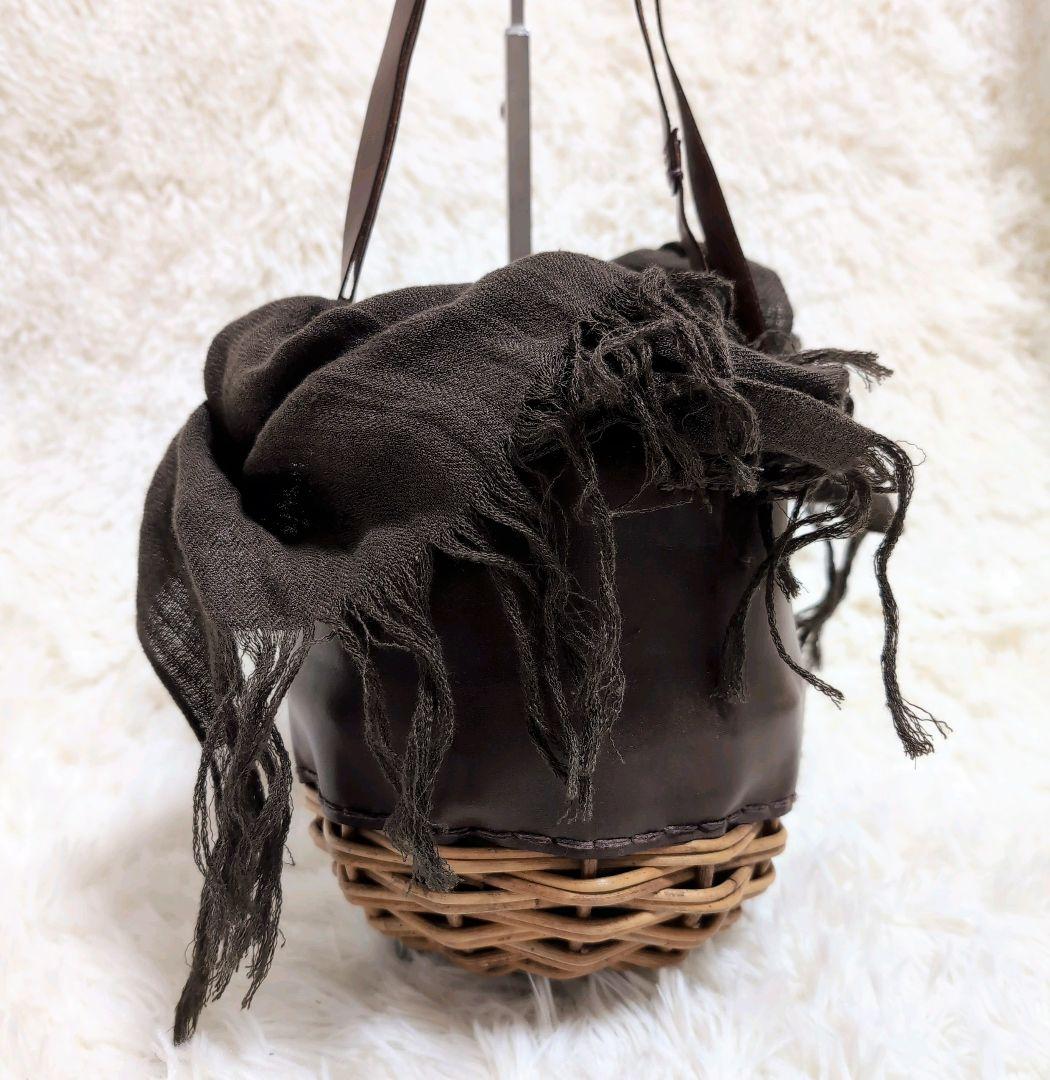 エバゴス ミニどんぐり オイルショルダー カゴ レザー ブラウン