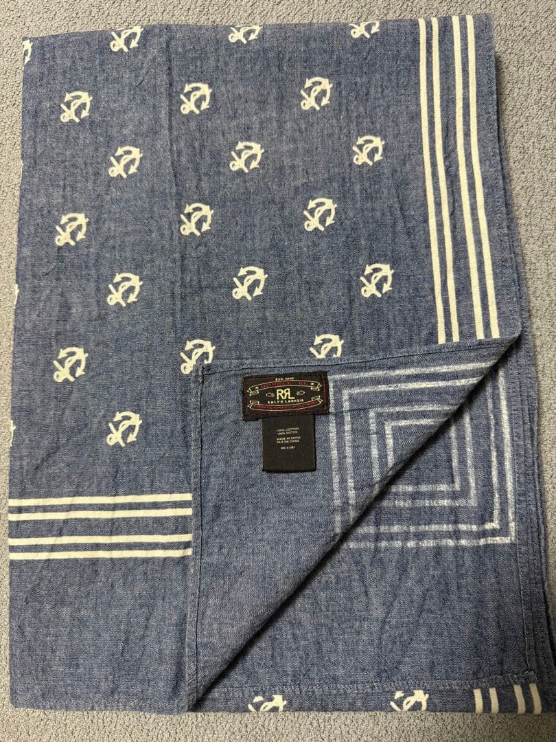 ダブルアールエル(RRL)　大判スカーフ　⚓️柄