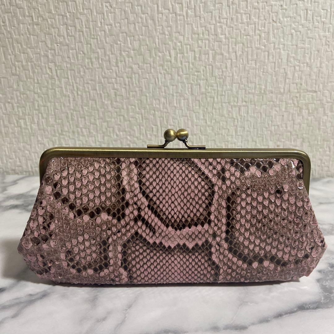 みゆきちゃん　ハンドメイド　ダイヤモンドパイソン本革親子がま口長財布