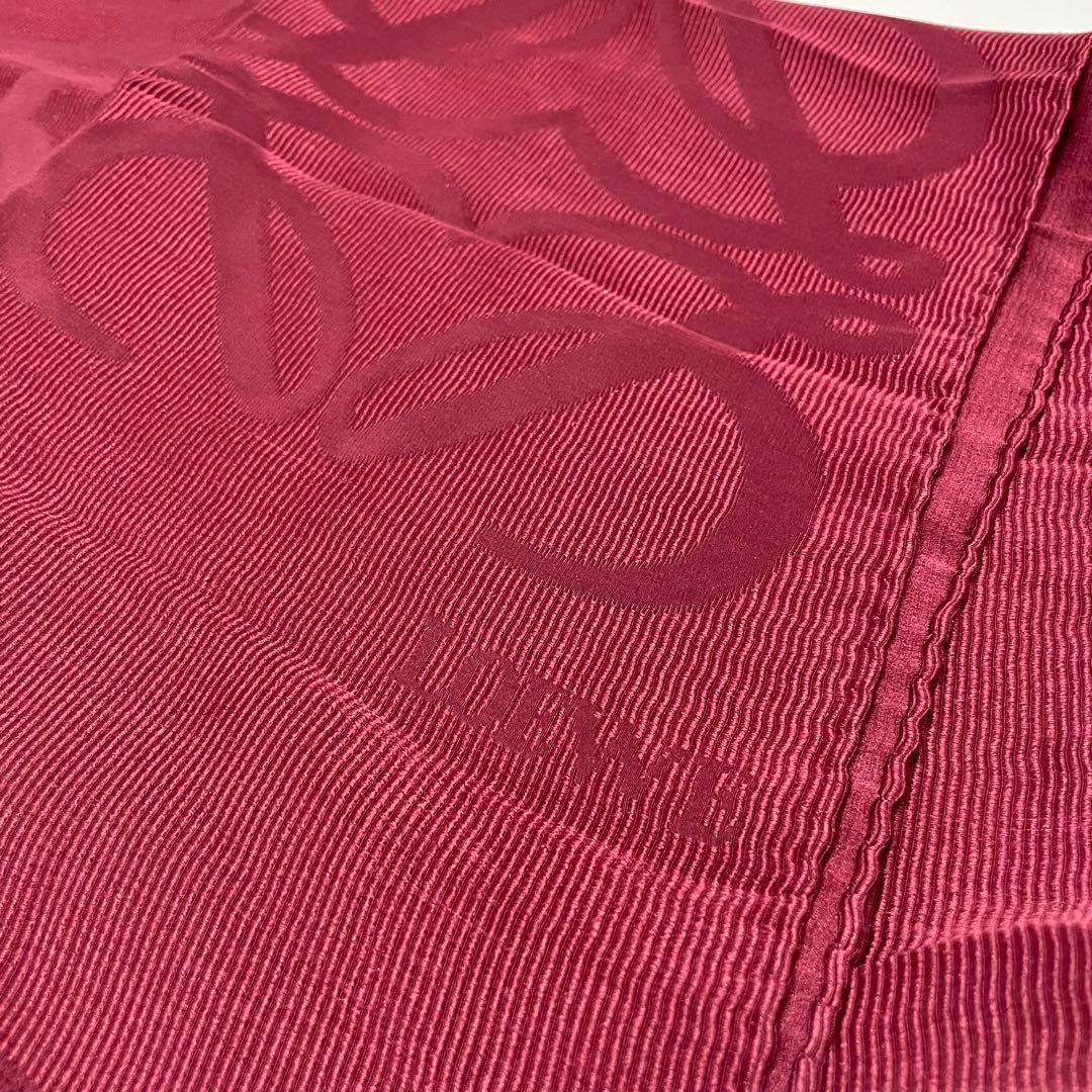 と*ろ様 LOEWE アナグラム　ボルドー　フリンジ付きマフラー