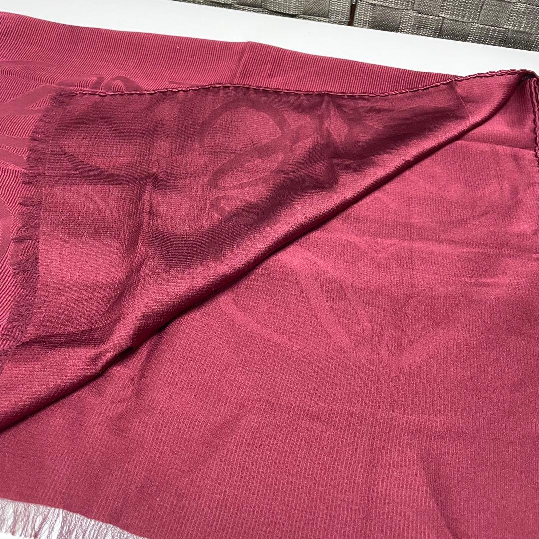 と*ろ様 LOEWE アナグラム　ボルドー　フリンジ付きマフラー