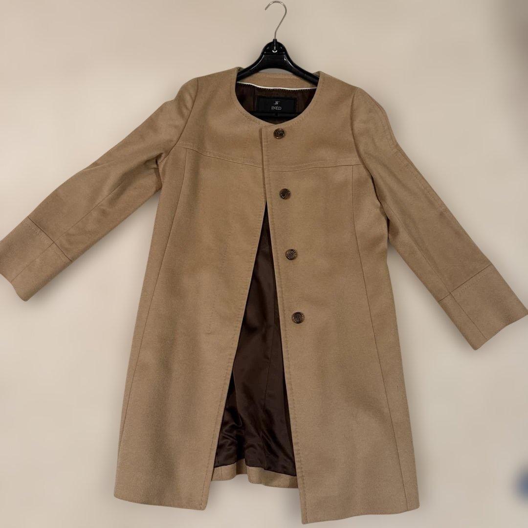 【お値下げ】INED カシミア100% ベージュロングコート