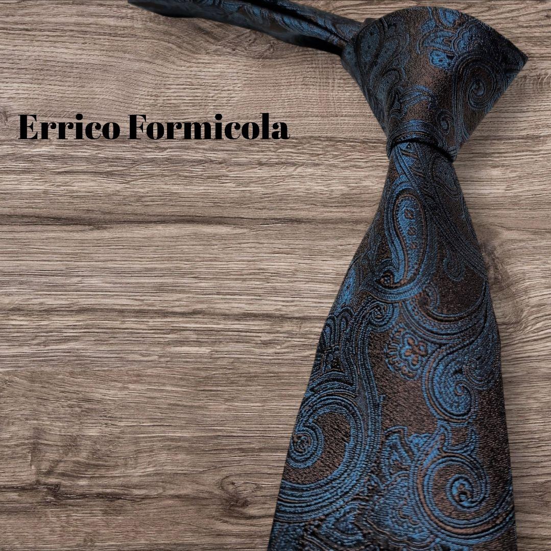 美品 Errico Formicola 高級シルク ネクタイ ペイズリー 伊製