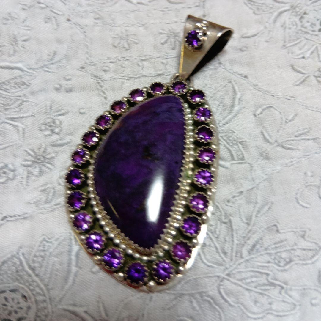 ナバホ族　L.BEGAY　スギライト＆アメジスト　ペンダントヘッド