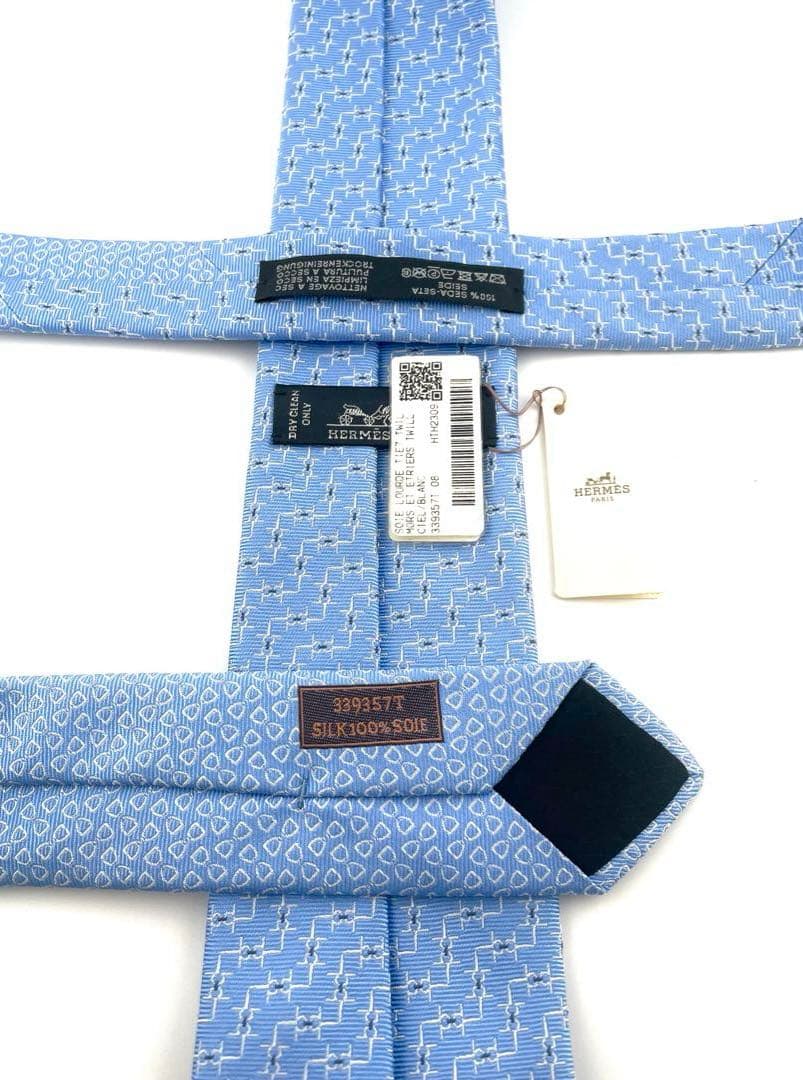 新品 エルメス ネクタイ ハイブランド H柄 ファソネ マリンブルー 高級