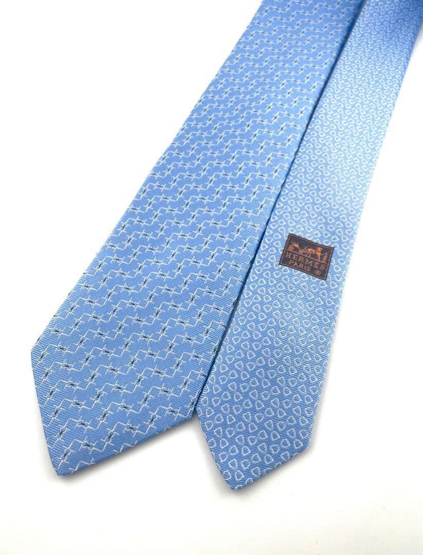 新品 エルメス ネクタイ ハイブランド H柄 ファソネ マリンブルー 高級