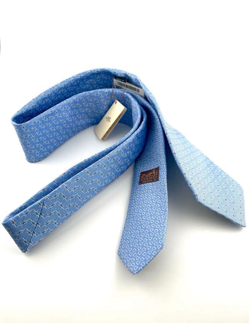 新品 エルメス ネクタイ ハイブランド H柄 ファソネ マリンブルー 高級