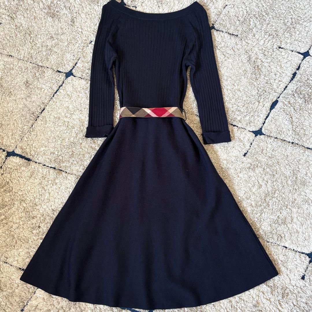 【美品✨】ブルーレーベルクレストブリッジ　切替　ドッキング　ワンピース　リボンM