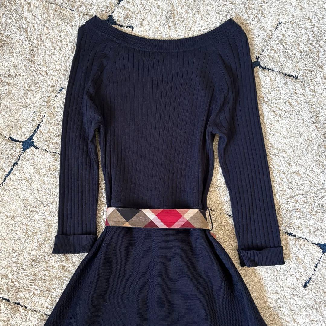 【美品✨】ブルーレーベルクレストブリッジ　切替　ドッキング　ワンピース　リボンM