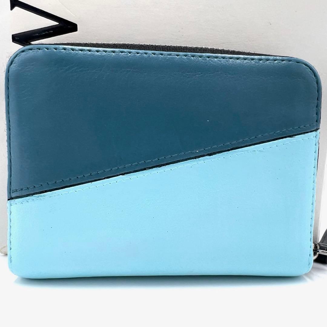 【美品】LOEWE　ケース　パズル　アナグラム　レザー　ラウンドジップ　青