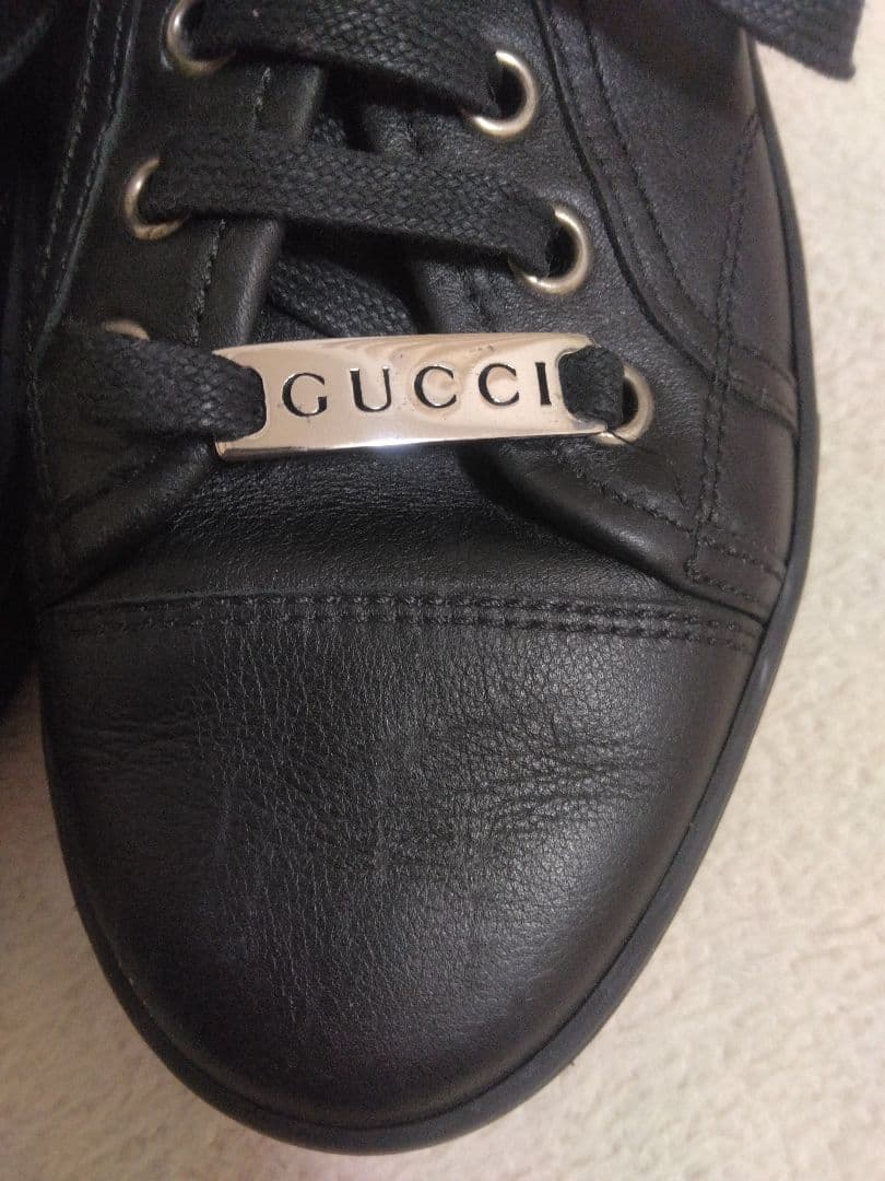 GUCCI グッチ レザー プレート スニーカー 35　1/2 約22.5cm