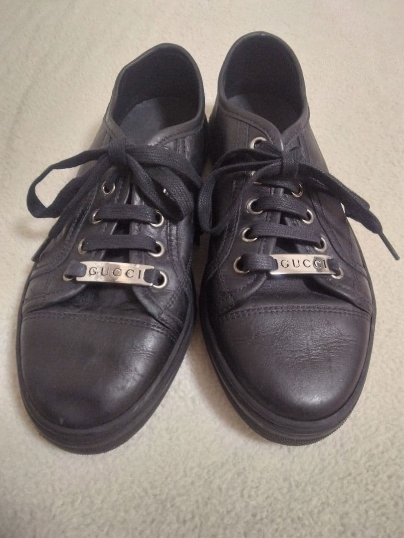 GUCCI グッチ レザー プレート スニーカー 35　1/2 約22.5cm