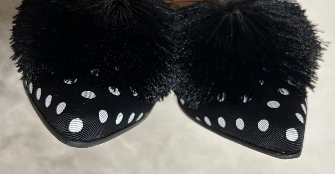 chatelles/フリンジドットパンプス/size39/ブラック×ホワイト