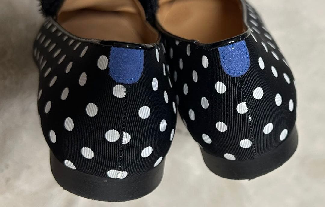 chatelles/フリンジドットパンプス/size39/ブラック×ホワイト