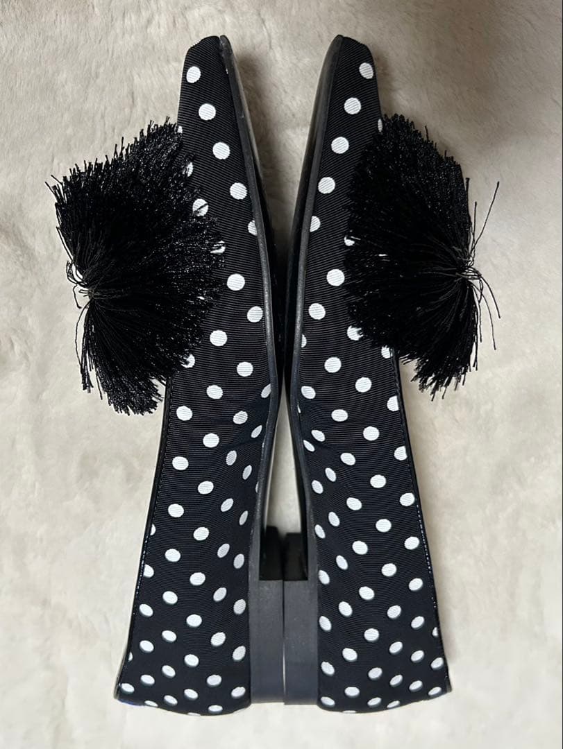 chatelles/フリンジドットパンプス/size39/ブラック×ホワイト