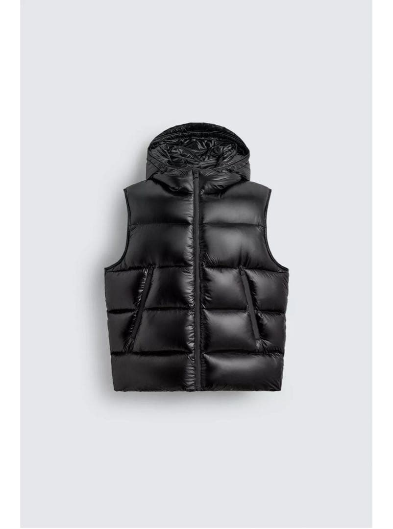 完売品 ZARA 100%フェザーダウンベスト Lサイズ新品タグ付き ブラック