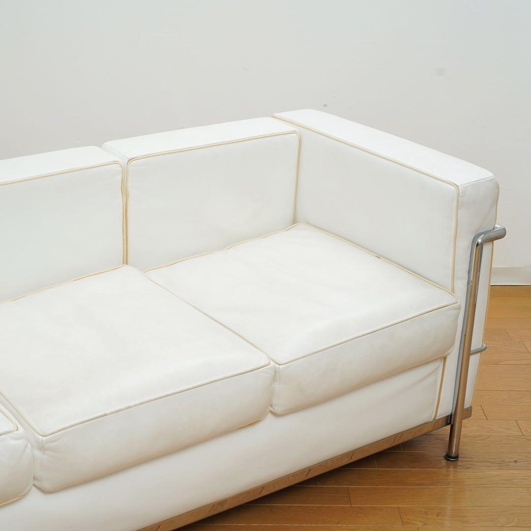 ル・コルビジェ LC2 3P ホワイト 本革 イタリアンレザー コルビュジェ