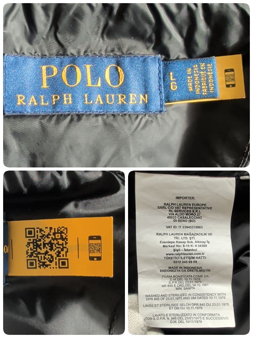 極美品 ポロラルフローレン 現行 ダウンベスト ビッグポニー 2way 黒 L