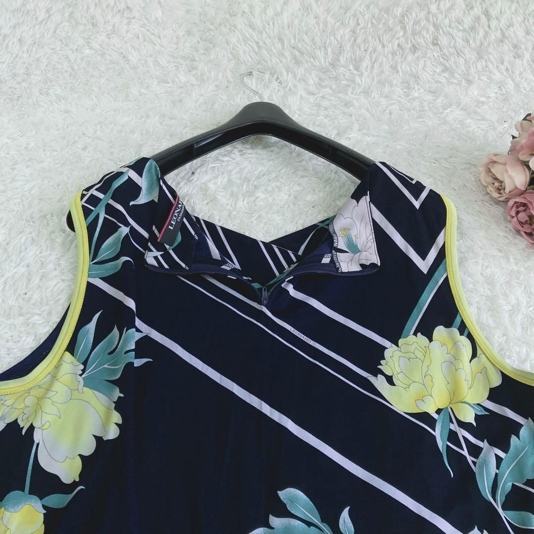 大きいサイズ✨近年 レオナール カットソー チュニック カンカン トリム 42