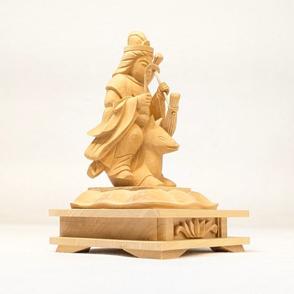 【最終日特価・新品】 最上稲荷　柘植　総高さ約10.5㎝　最上位経王大菩薩