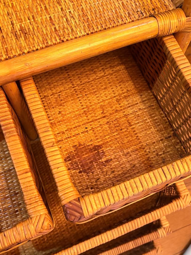 美品■昭和レトロ ラタン 4段　チェスト箪笥 コイズミ