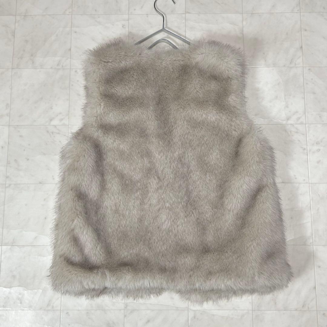 美品✨anuans アニュアンス ショートファーベスト GREY BEIGE