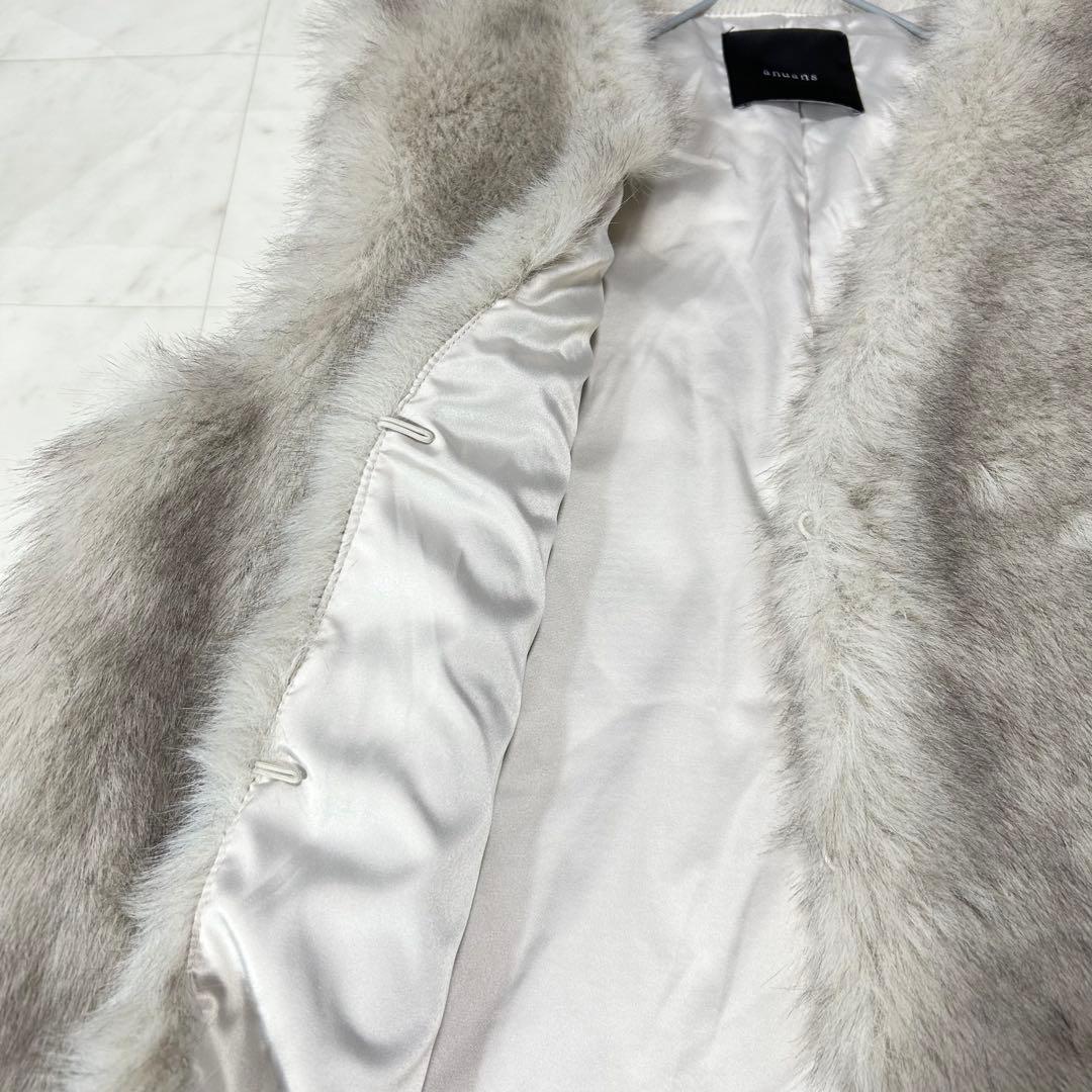 美品✨anuans アニュアンス ショートファーベスト GREY BEIGE