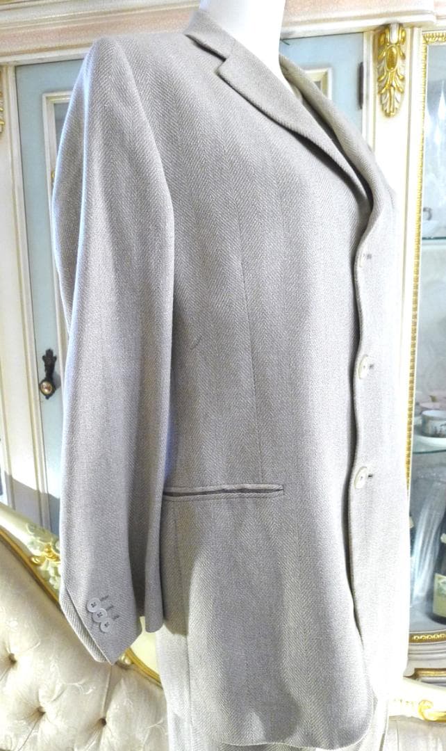 メンズ●【Gフェレ】イタリア製 ダークアイボリーウールシルクスーツ美品●