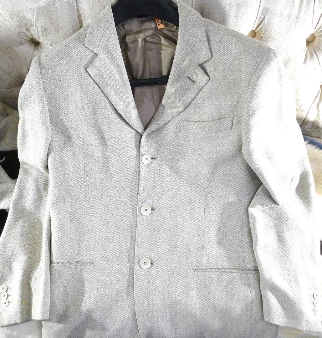 メンズ●【Gフェレ】イタリア製 ダークアイボリーウールシルクスーツ美品●