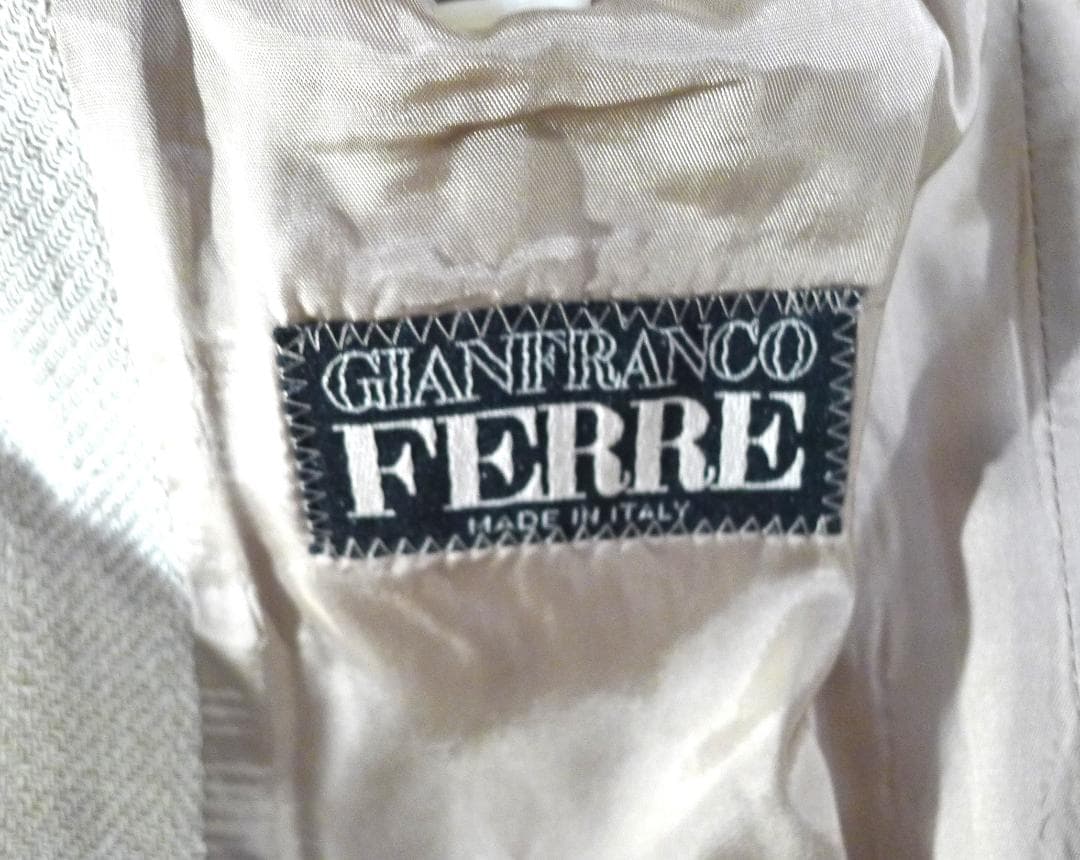 メンズ●【Gフェレ】イタリア製 ダークアイボリーウールシルクスーツ美品●